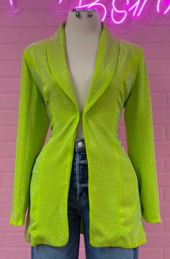 Neon Rhinestone Blazer