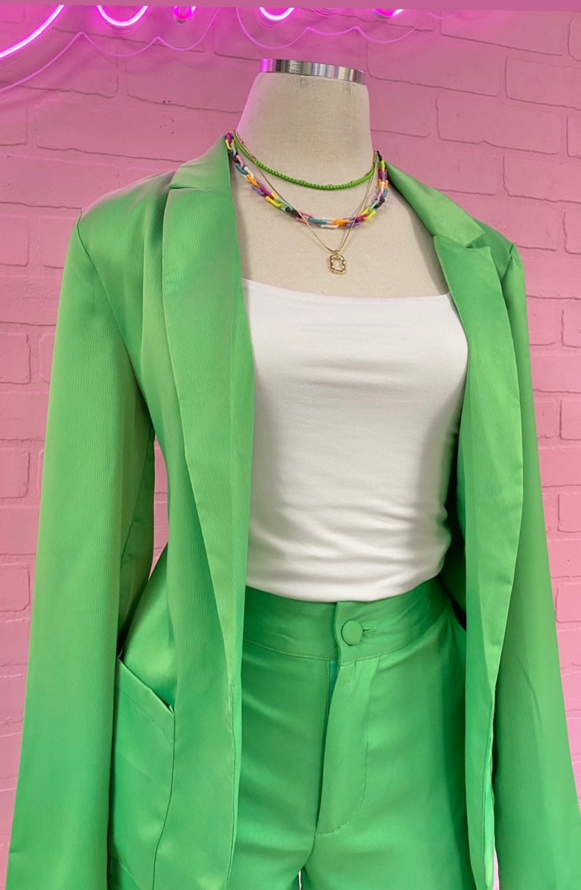 Green Satin Blazer
