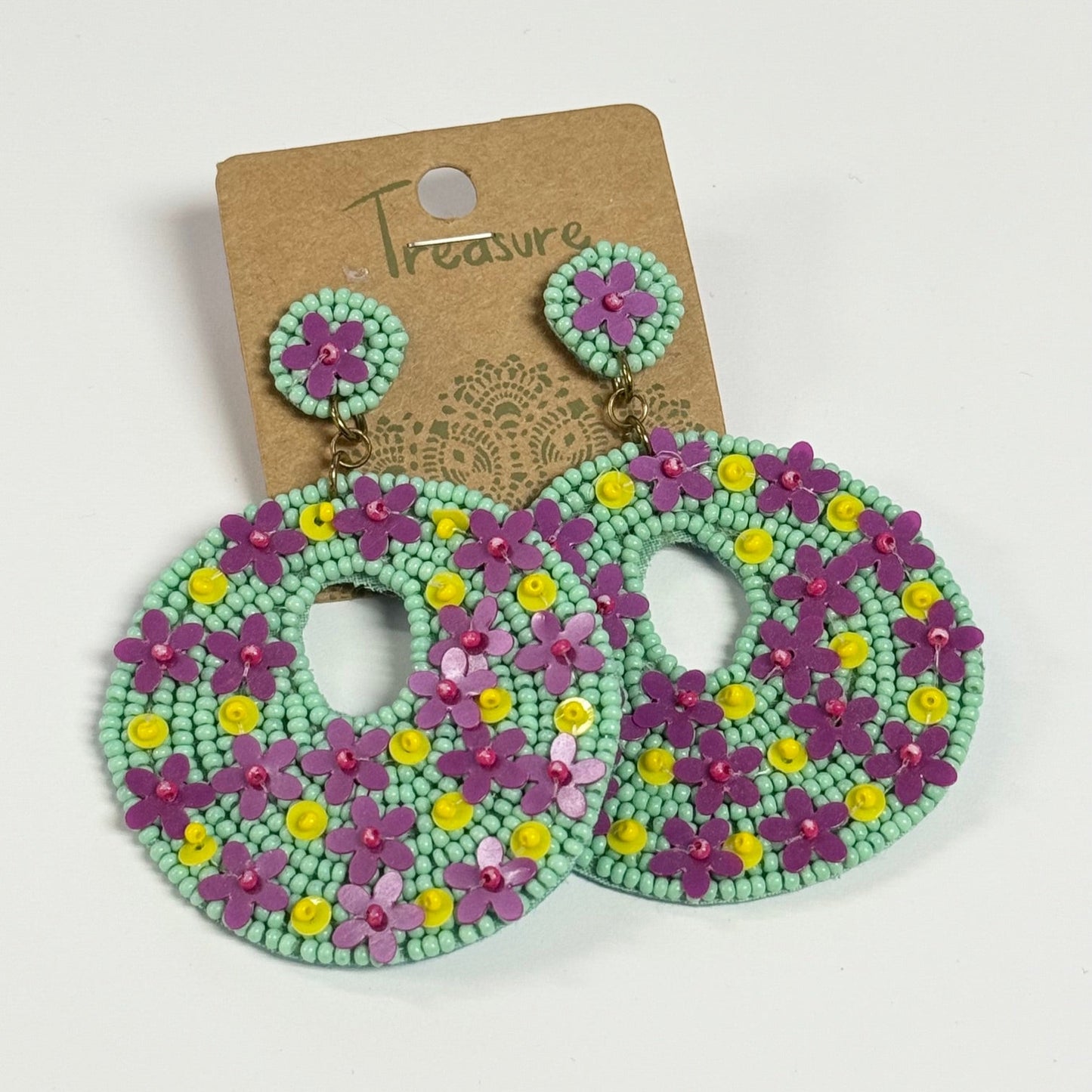 Multicolor Beaded Earrings (2.5x3 inch)