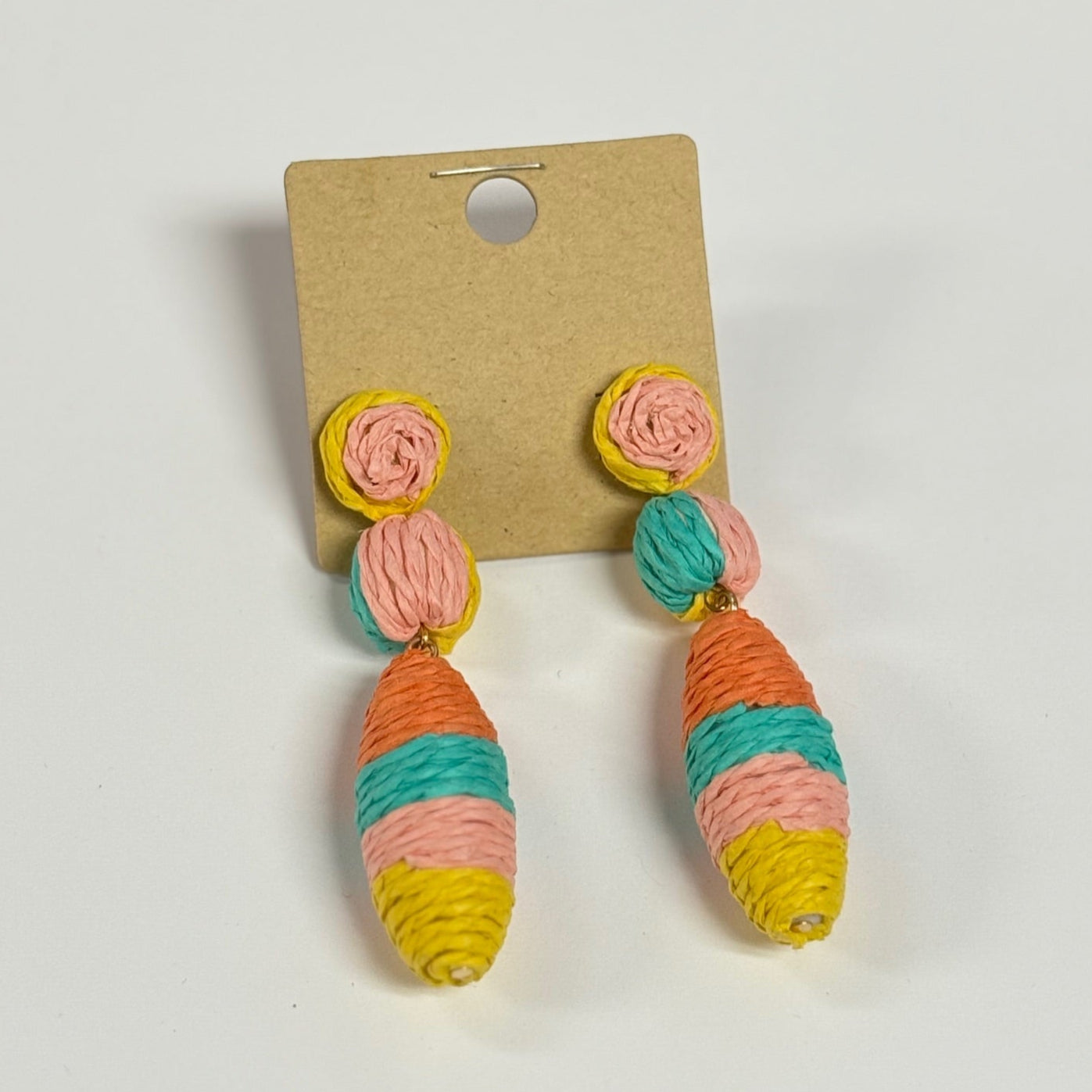 Multicolor Bead Earrings (1x3 inch)