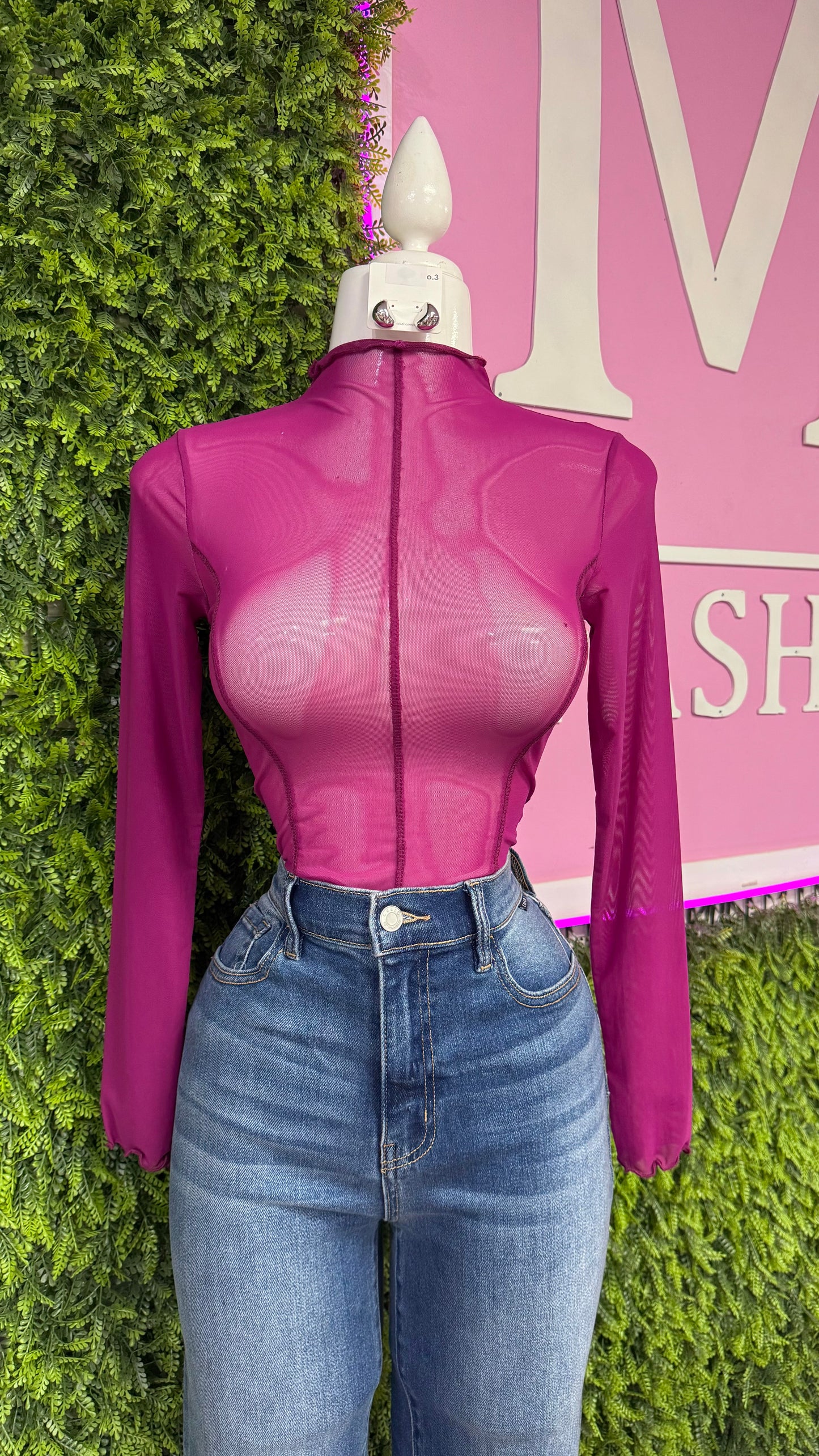 Magenta Mesh Bodysuit