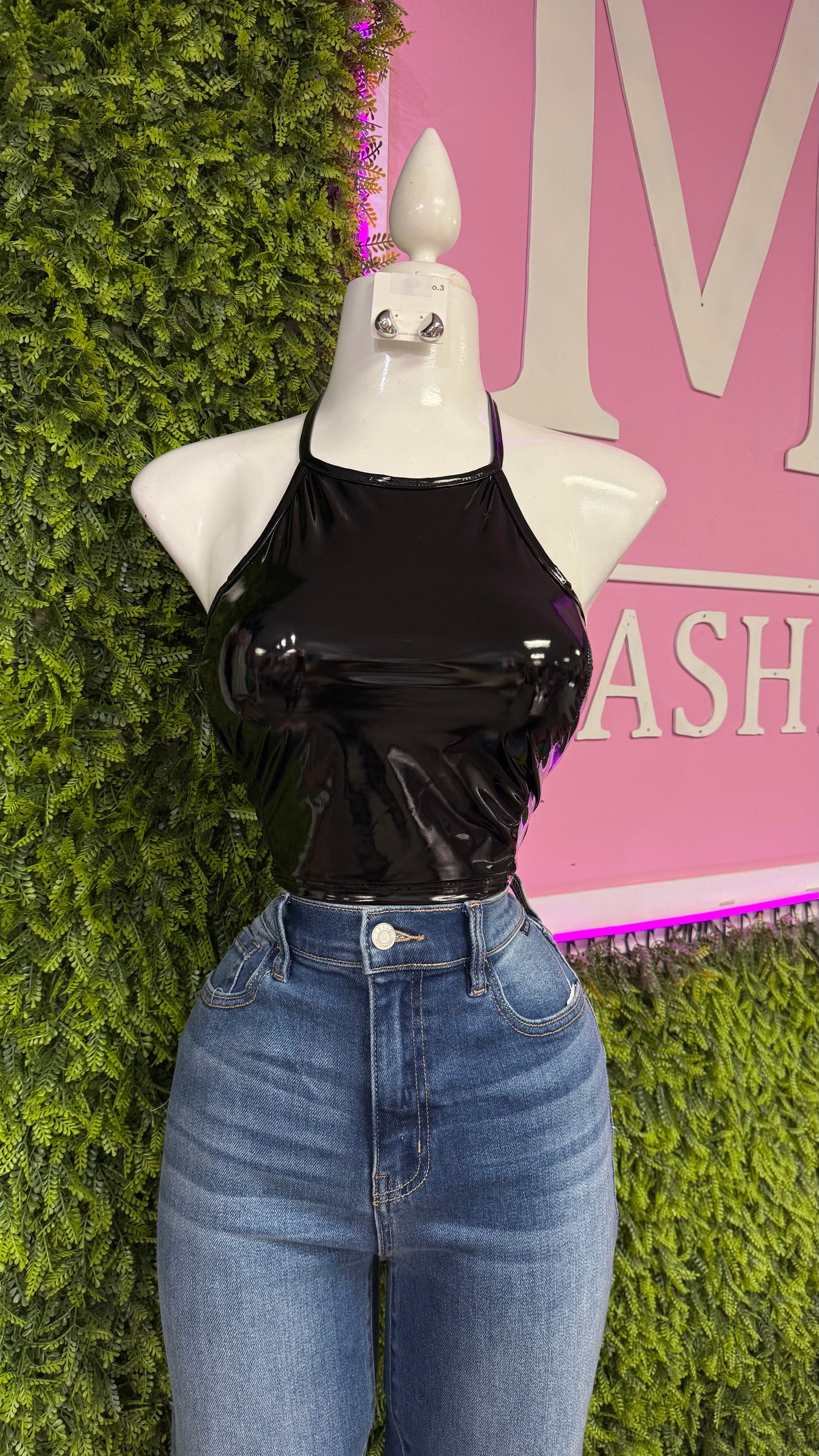 Leather Halter Neck Top