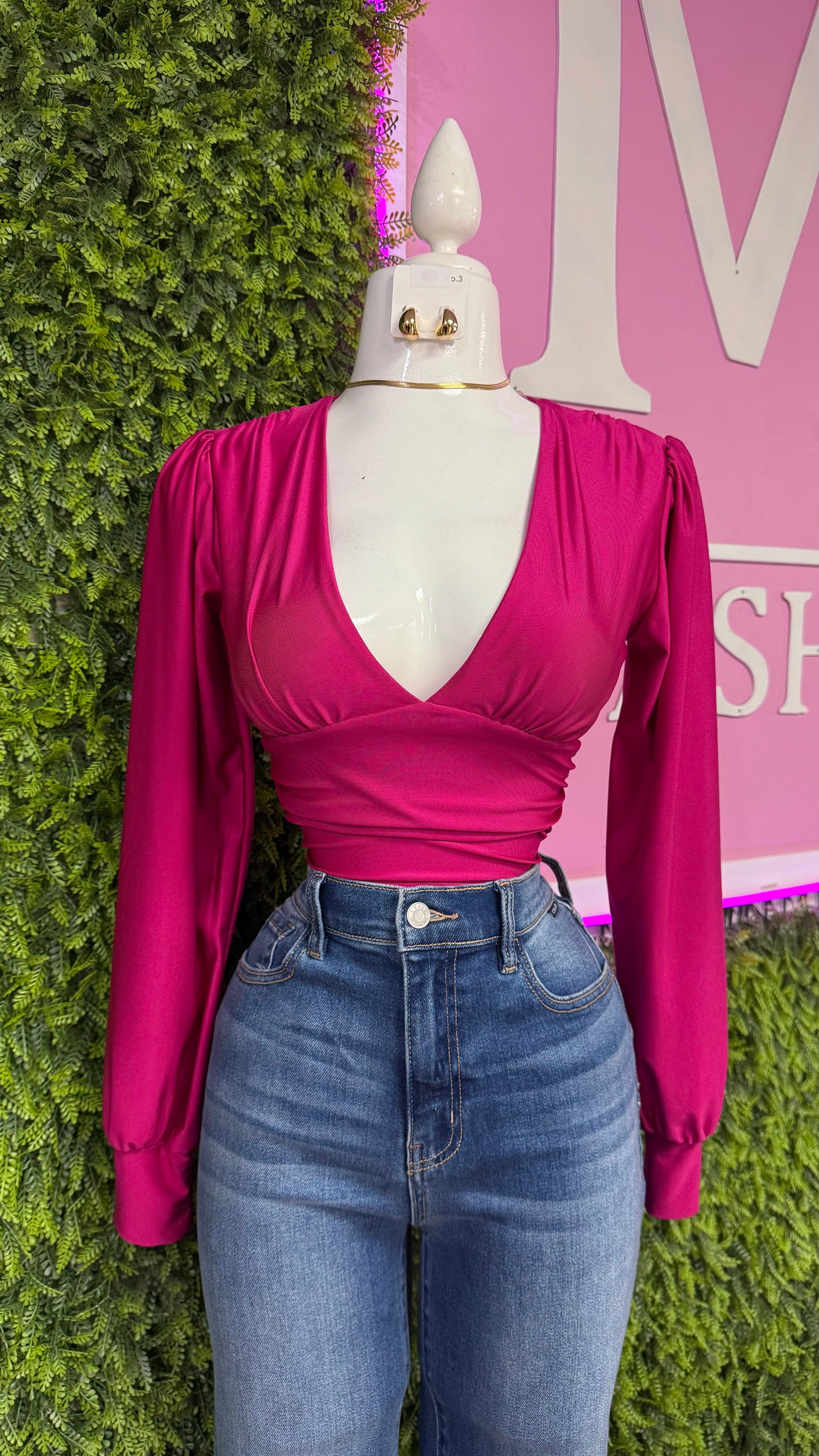 Fuchsia Bodysuit Top
