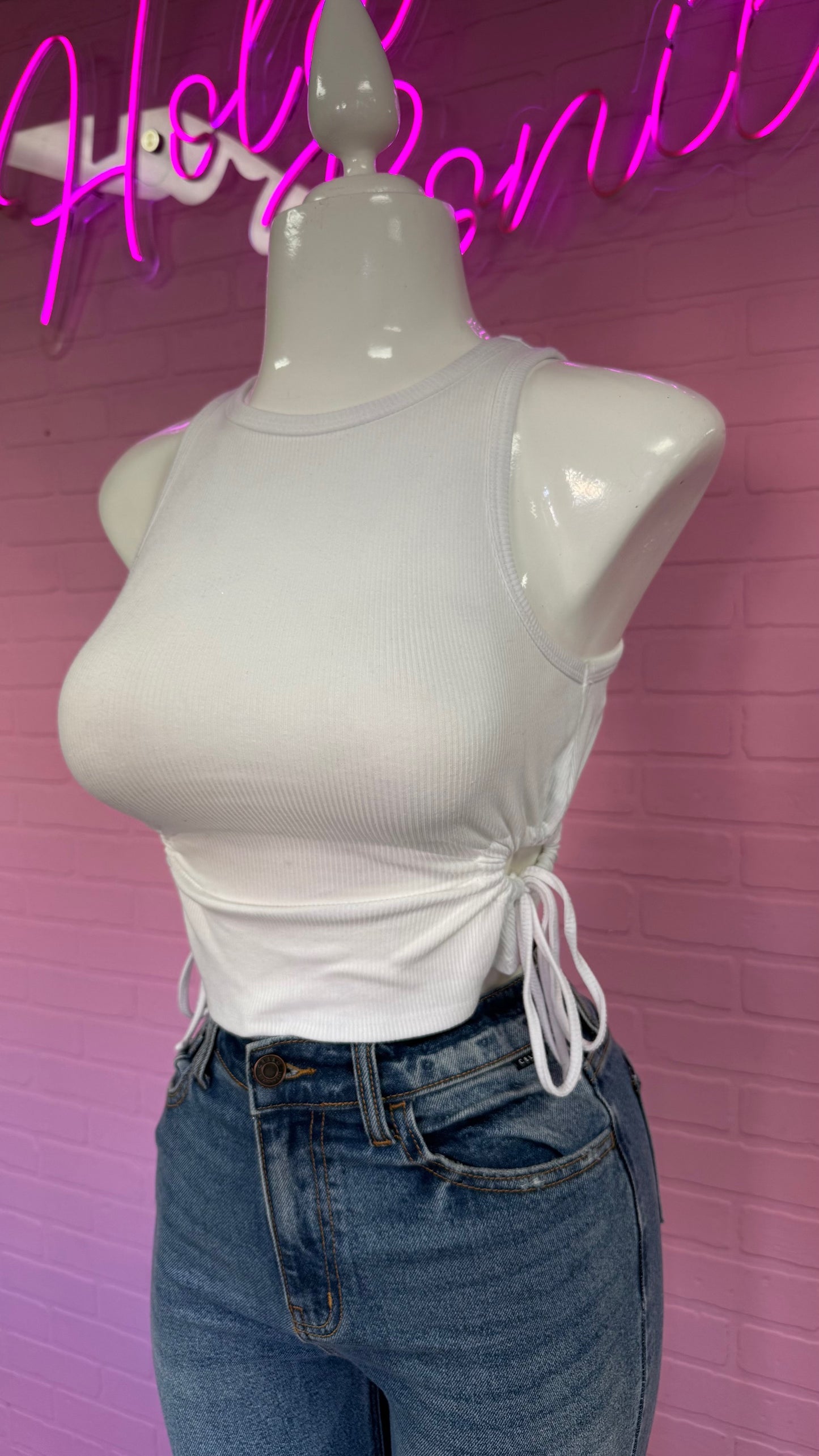 White Cut Out Top