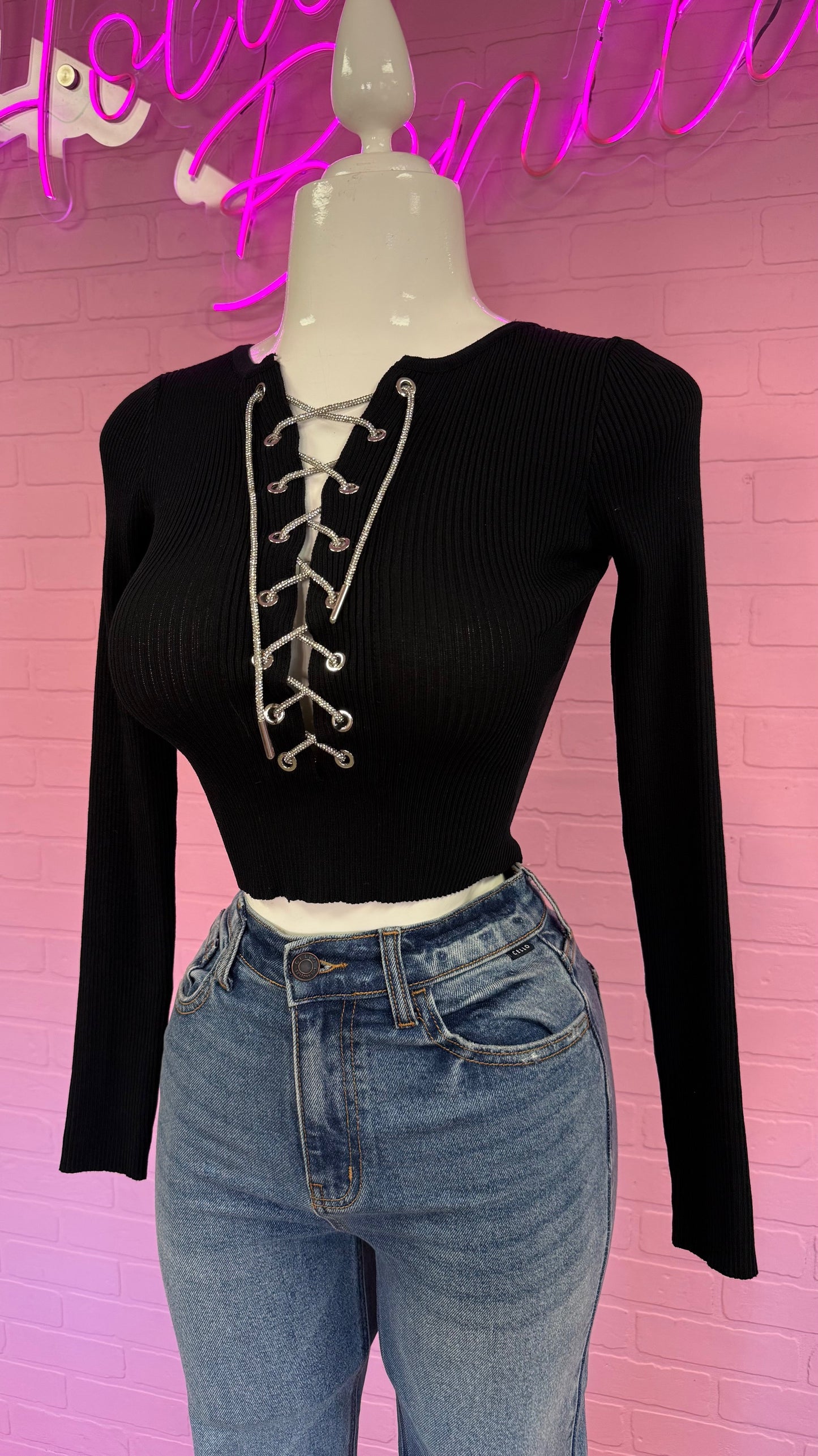 Rhinestone Long Sleeve Top