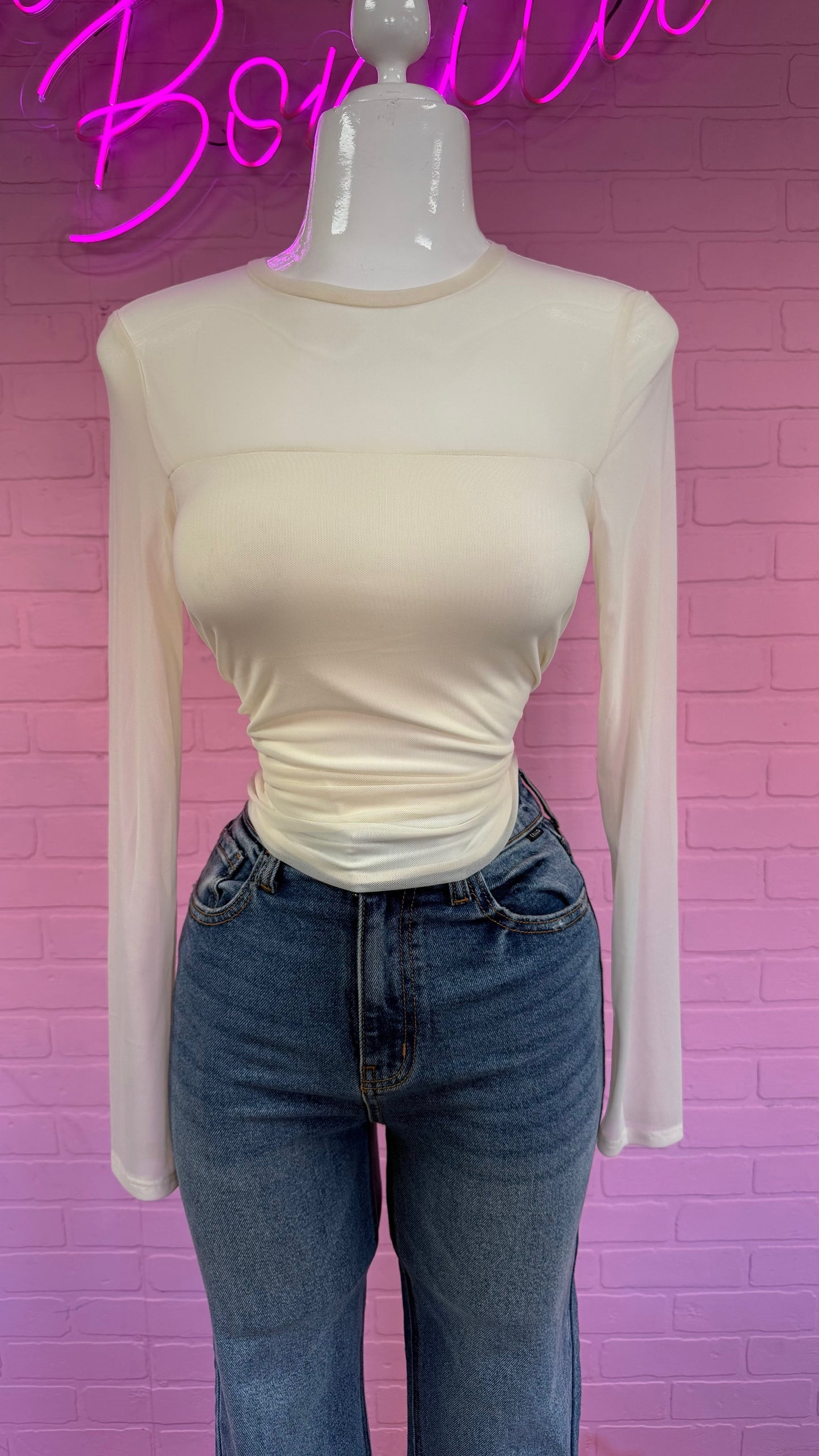 Ivory Mesh Top