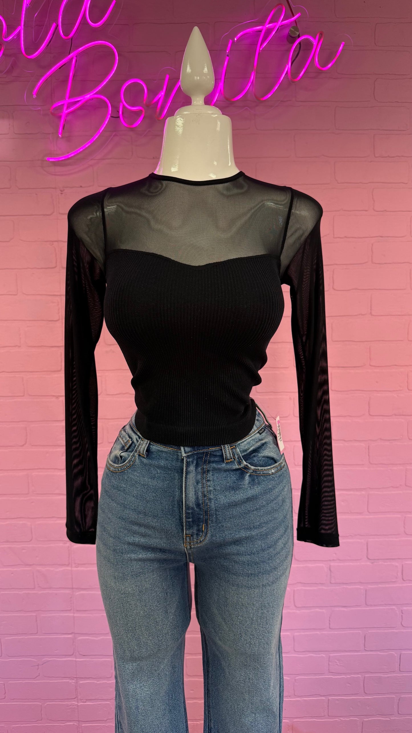 Mesh Long Sleeve Top