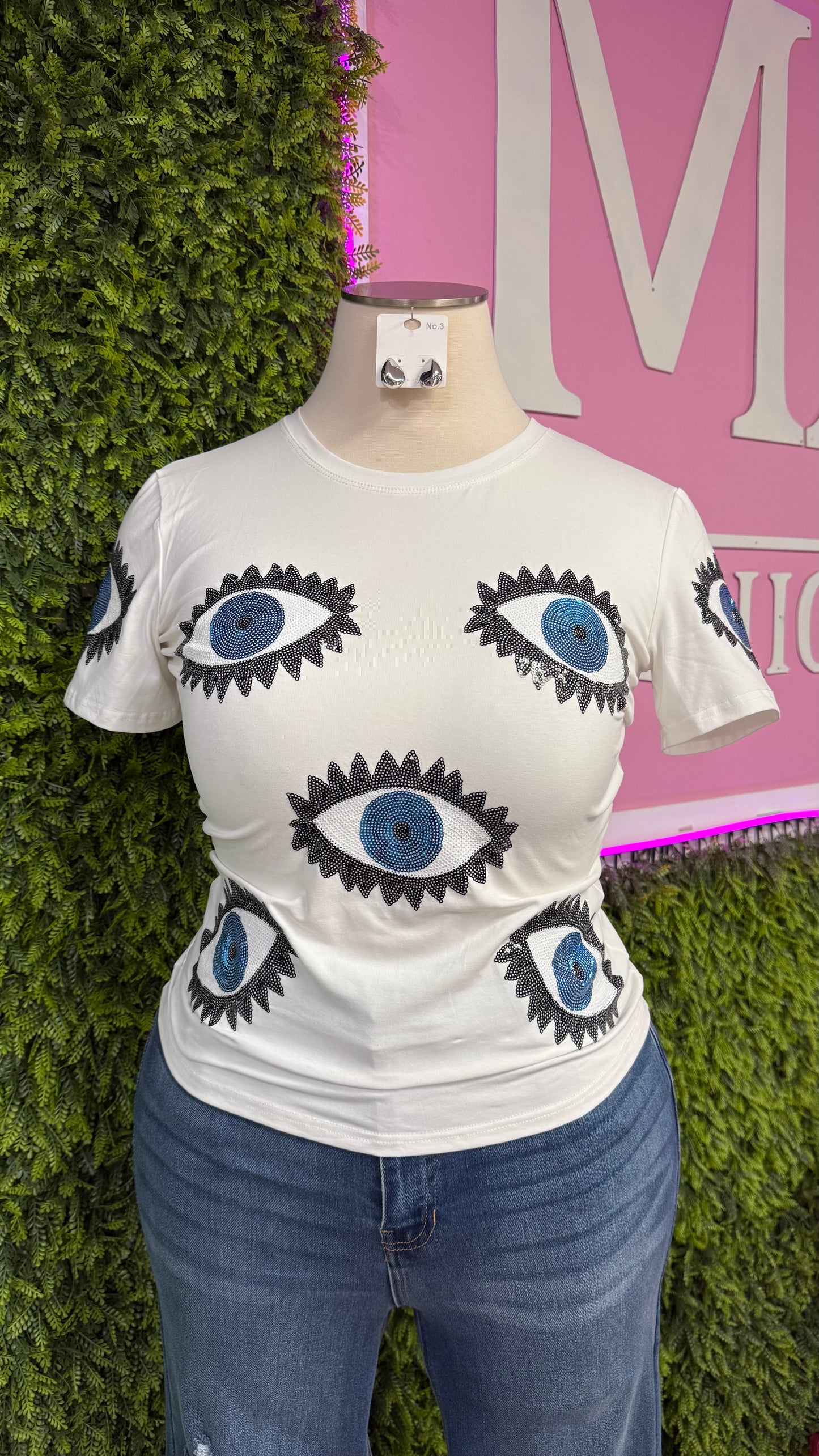 White Evil Eye Top (Curvy)