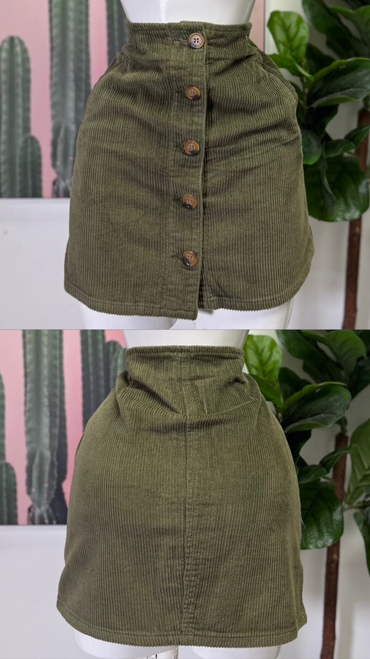 Olive Woven Skirt (No Stretch)