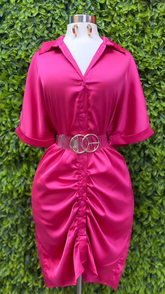 Satin Ruched Dress