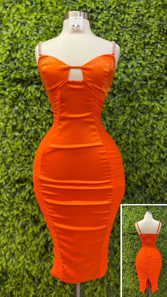 Orange Detail Midi Dress