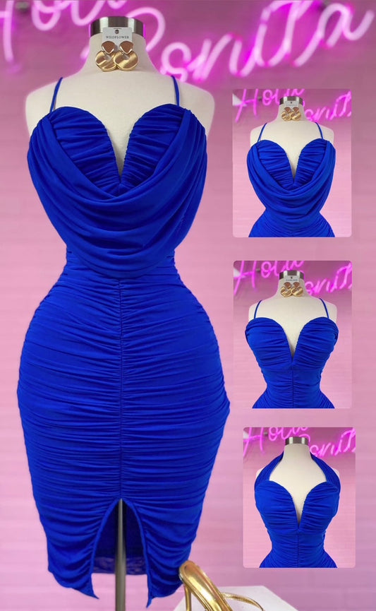 Royal Blue Ruched Dress