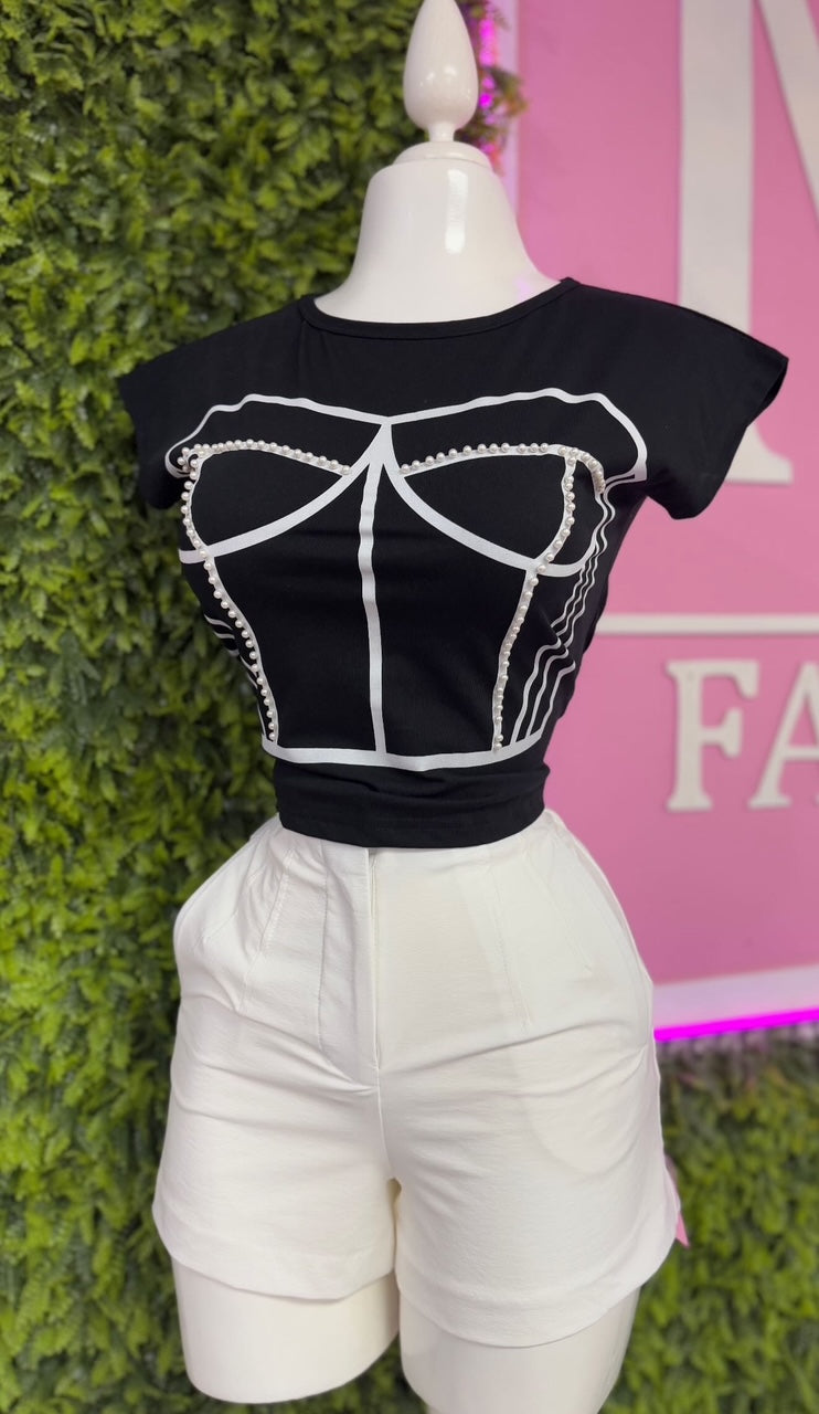 Black Graphic Top