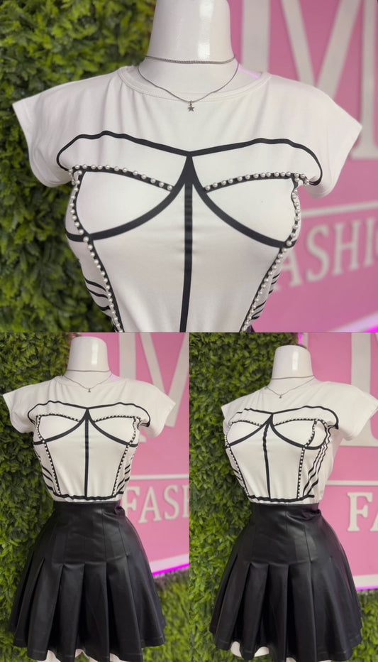 White Graphic Top