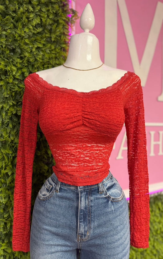 Red Lace Top