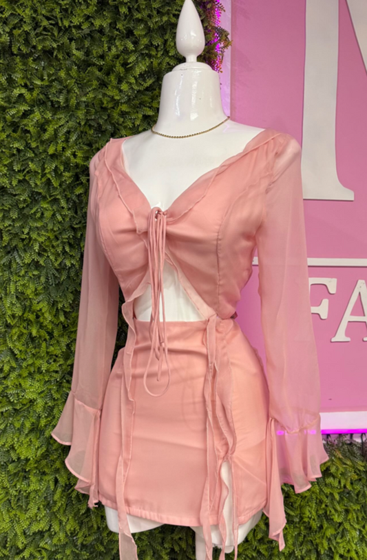 Pink 2 Piece Skirt Set
