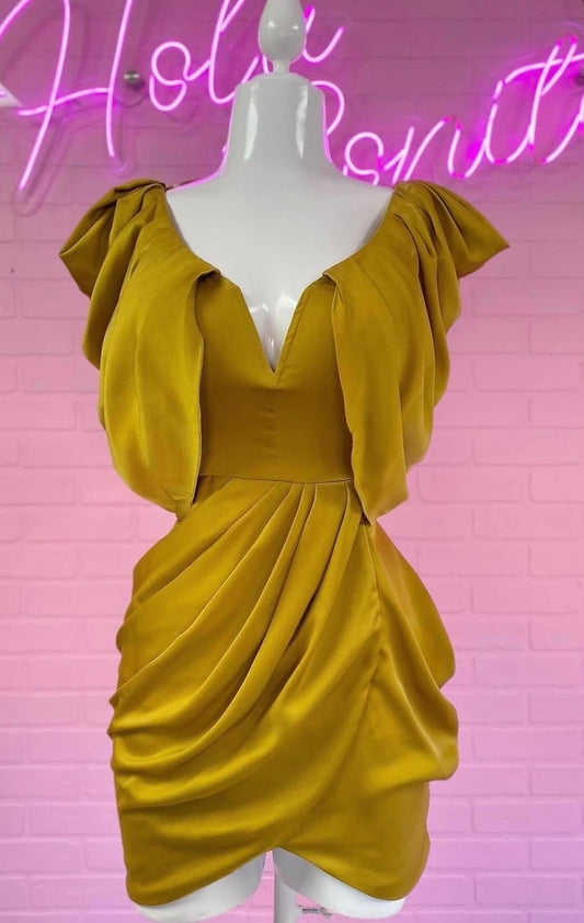 Draped Chartreuse Dress