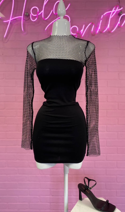 Rhinestone Long Sleeve Dress