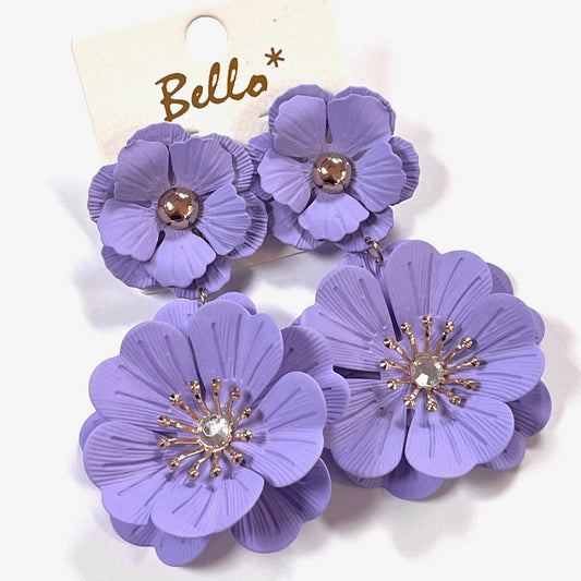 Lavender Floral Earrings (2x3 inch)