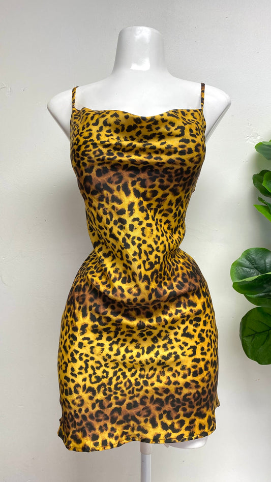 Animal Print Satin Dress