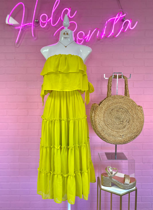 Neon Green Off-Shoulder Dress
