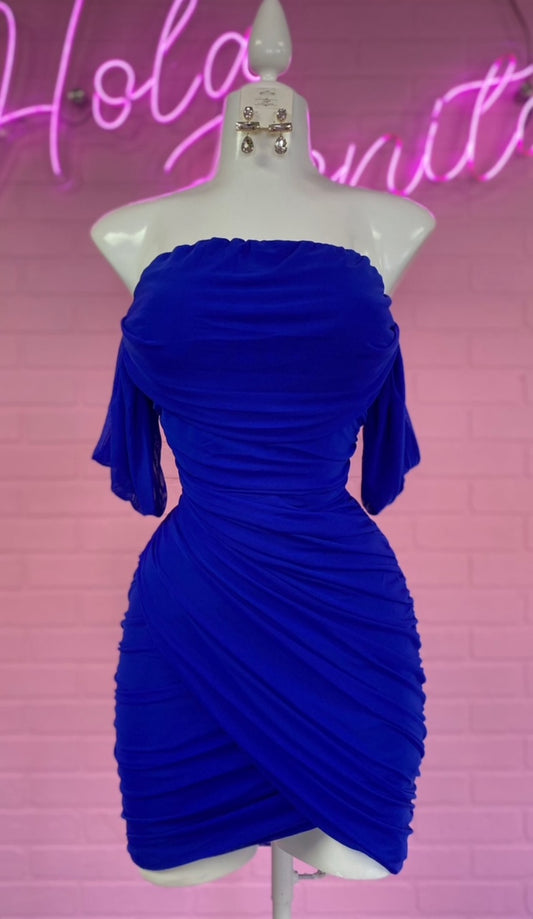 Royal Blue Ruched Dress