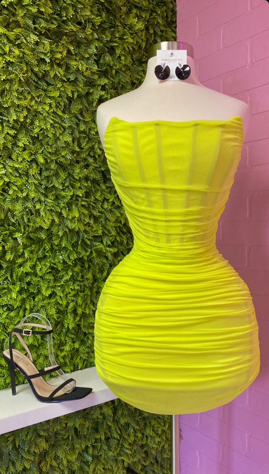 Neon Ruched Dress