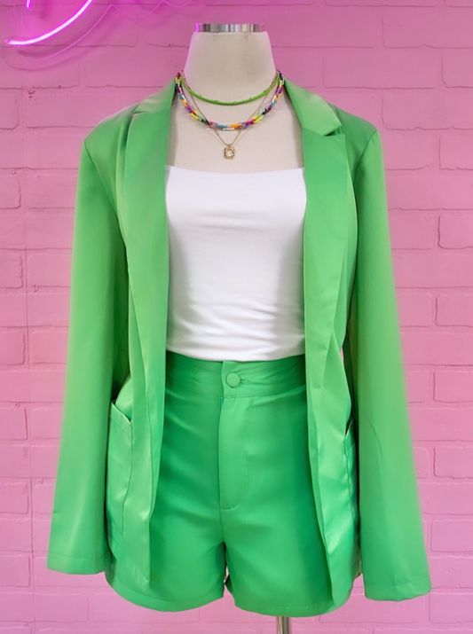 Green Satin Blazer
