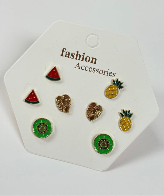 Fruit Stud Earrings (4 Pairs)