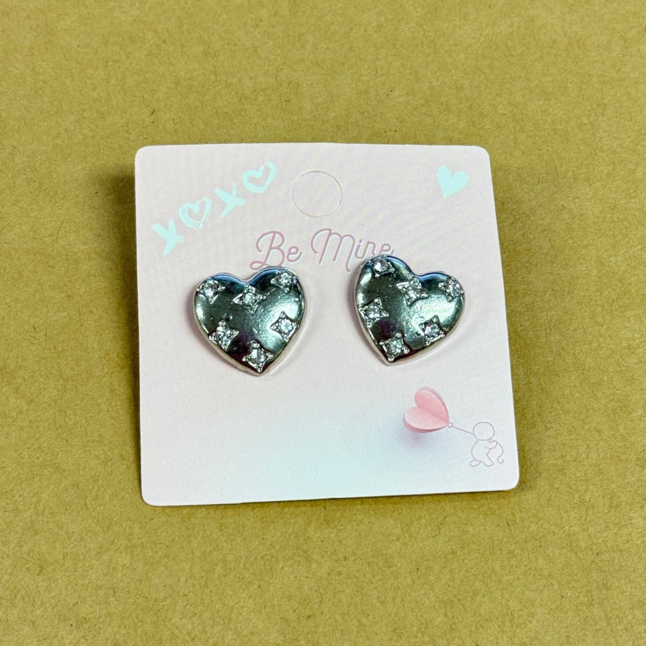 Metallic Heart Studs (1 Inch)