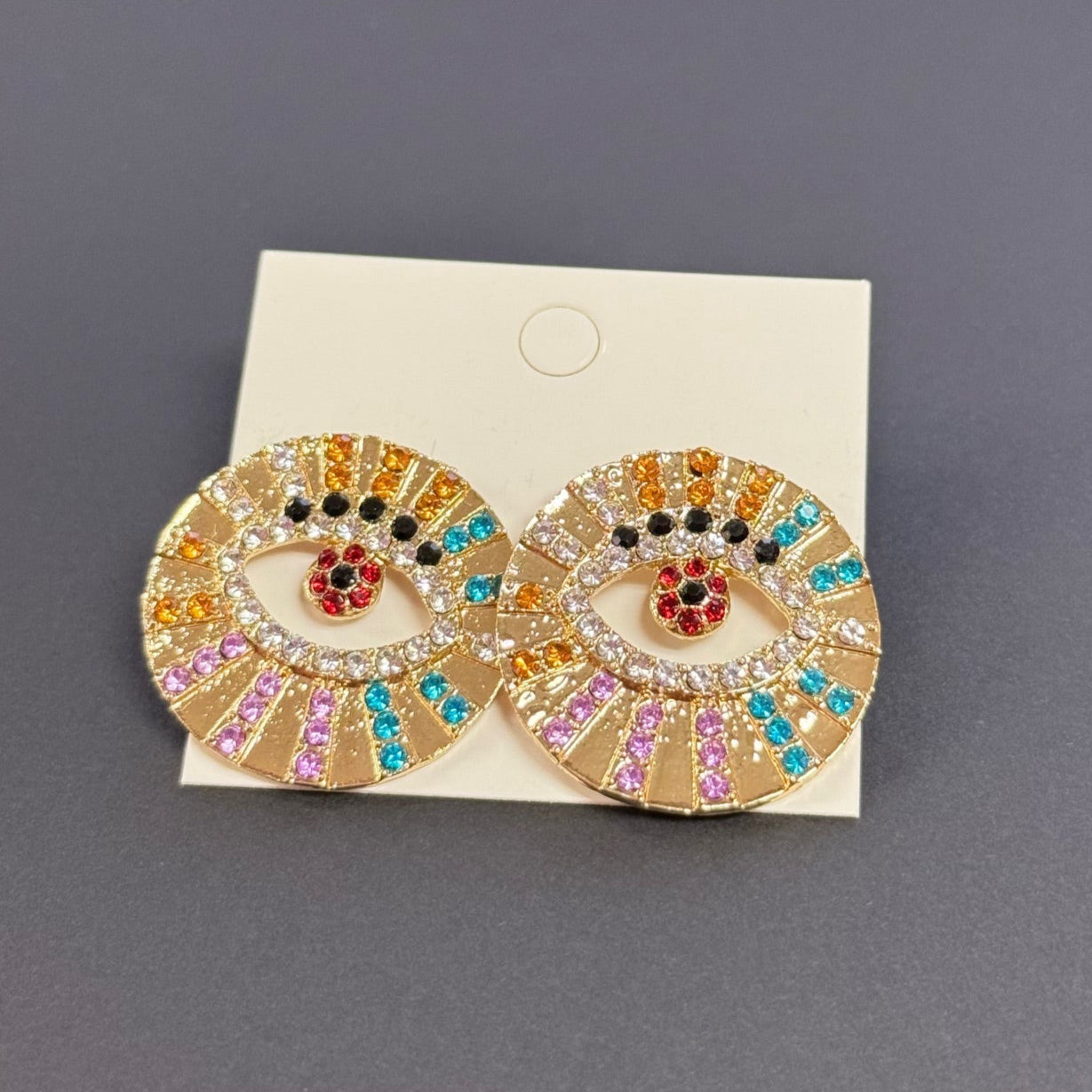 Evil Eye Round Earrings (2 Inches)