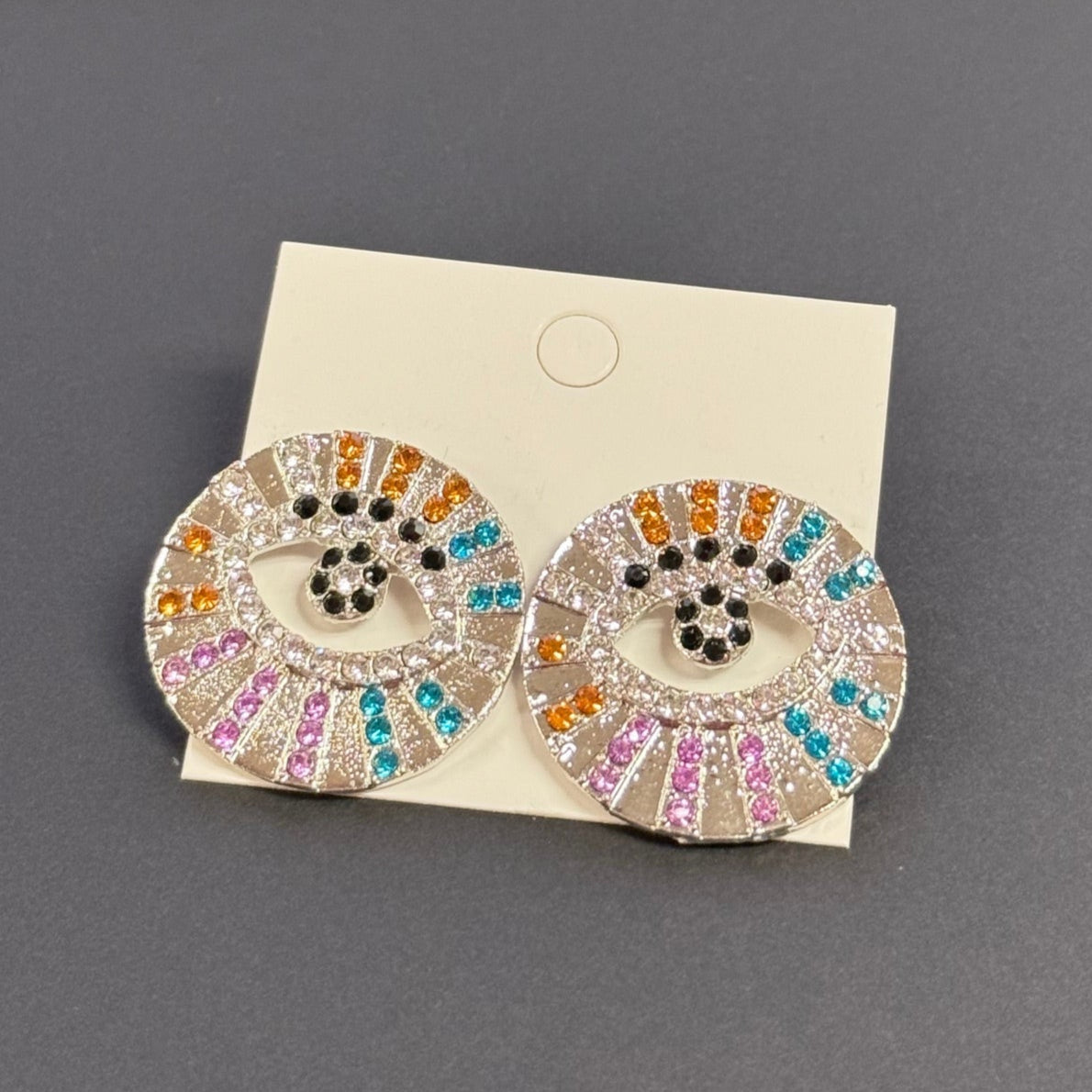 Evil Eye Round Earrings (2 Inches)