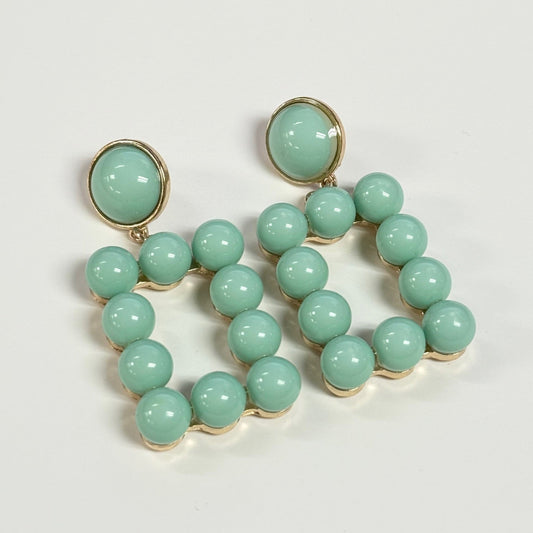Mint Green Beaded Earrings (1.5x2.5 Inch)