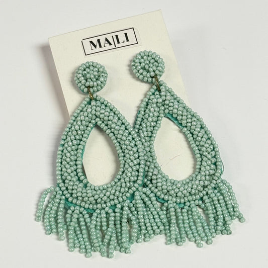 Mint Beaded Earrings (2x3 inch)