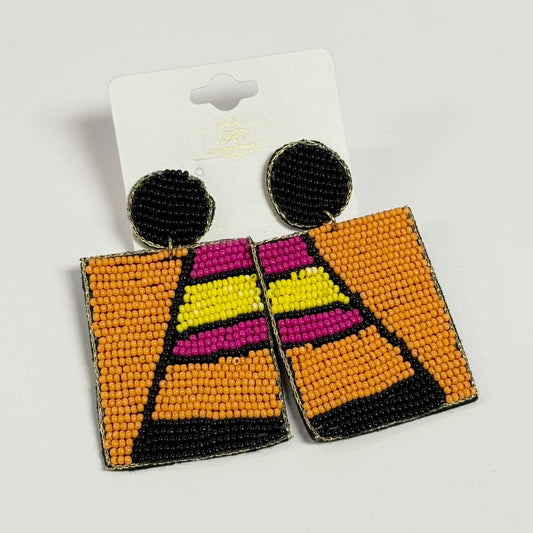 Multicolor Beaded Earrings (1.5 x3 Inch)