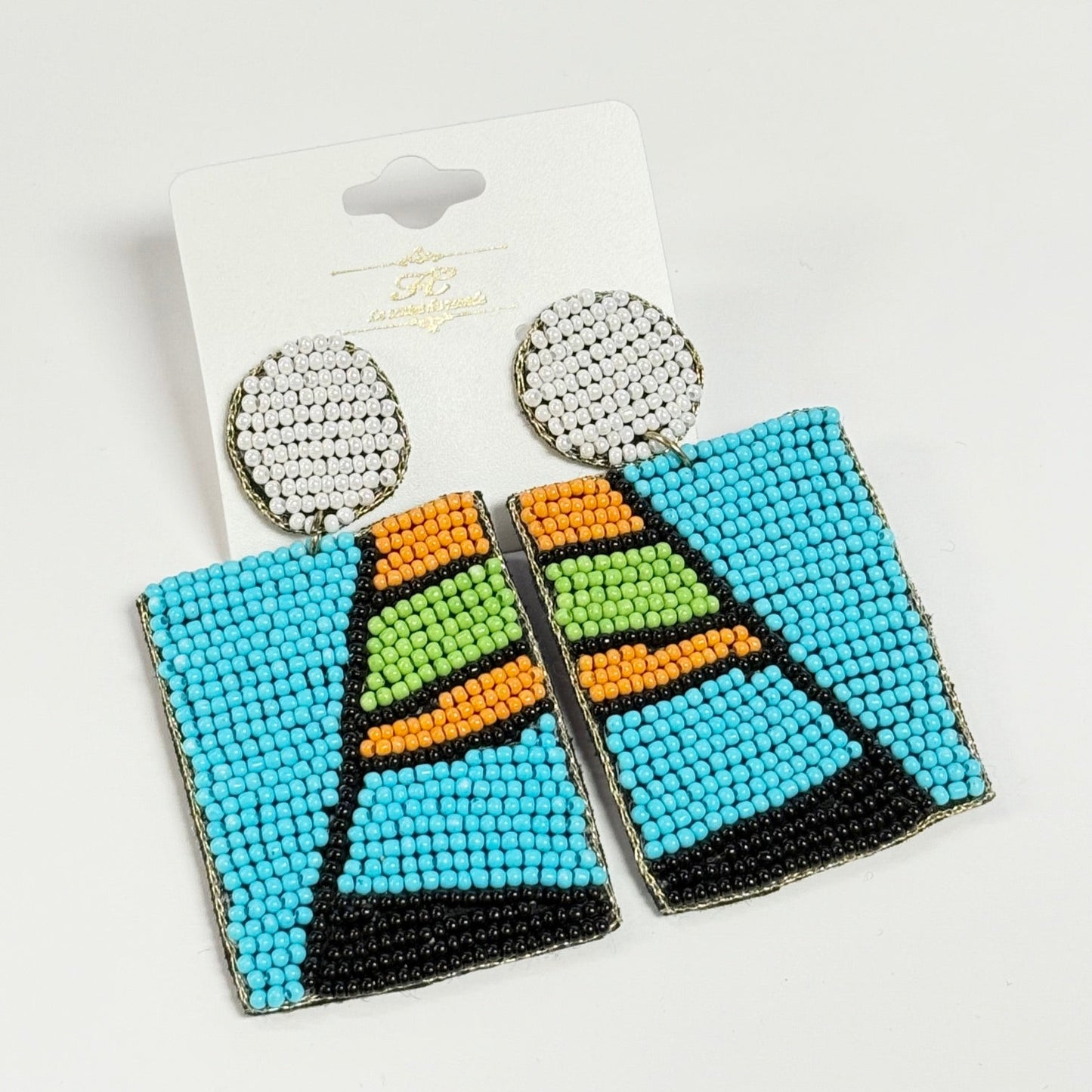 Multicolor Beaded Earrings (1.5 x3 Inch)