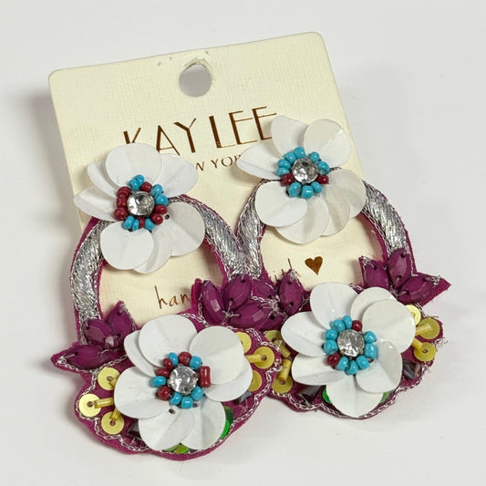 Multicolor Floral Earrings (2x3 Inch)