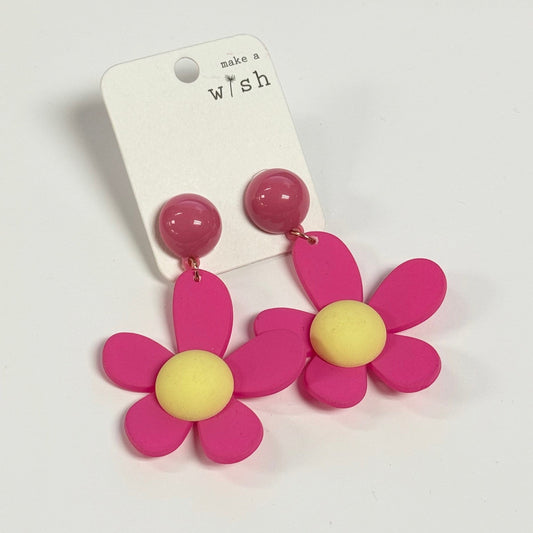 Pink Flower Earrings (2x3 inch)