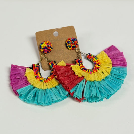 Multicolor Fan Earrings (3x3 Inch)