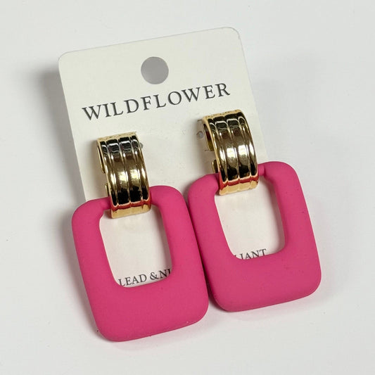 Pink Hoop Earrings (1.2x3 inch)