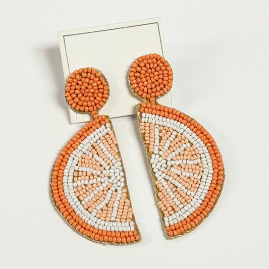 Orange Beaded Earrings (1.5x3 inch)