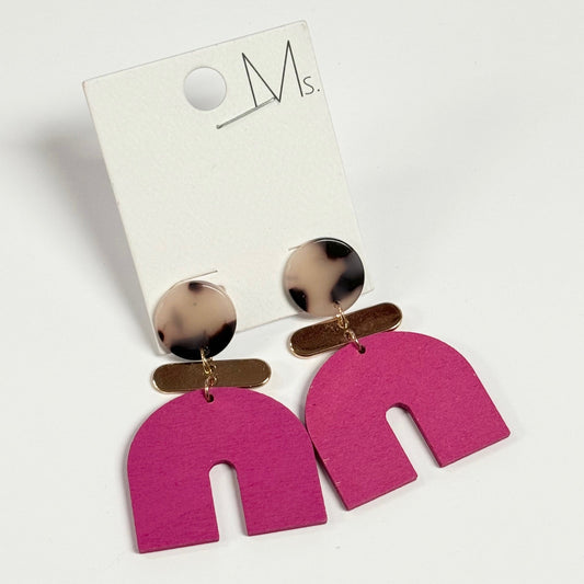 Fuchsia Geometric Earrings (2x3 Inch)