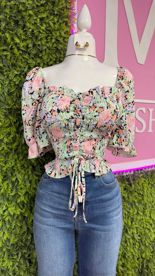 Floral Elastic Top