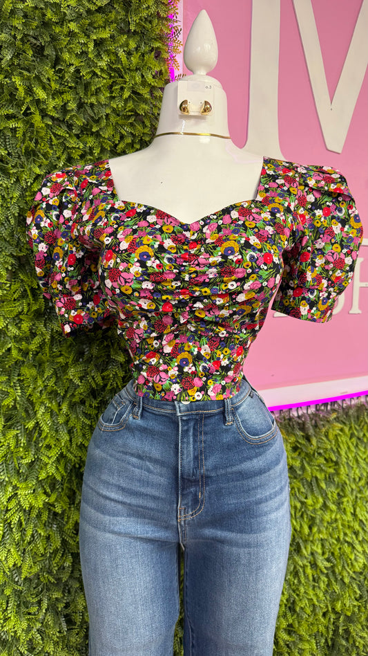 Floral Elastic Top