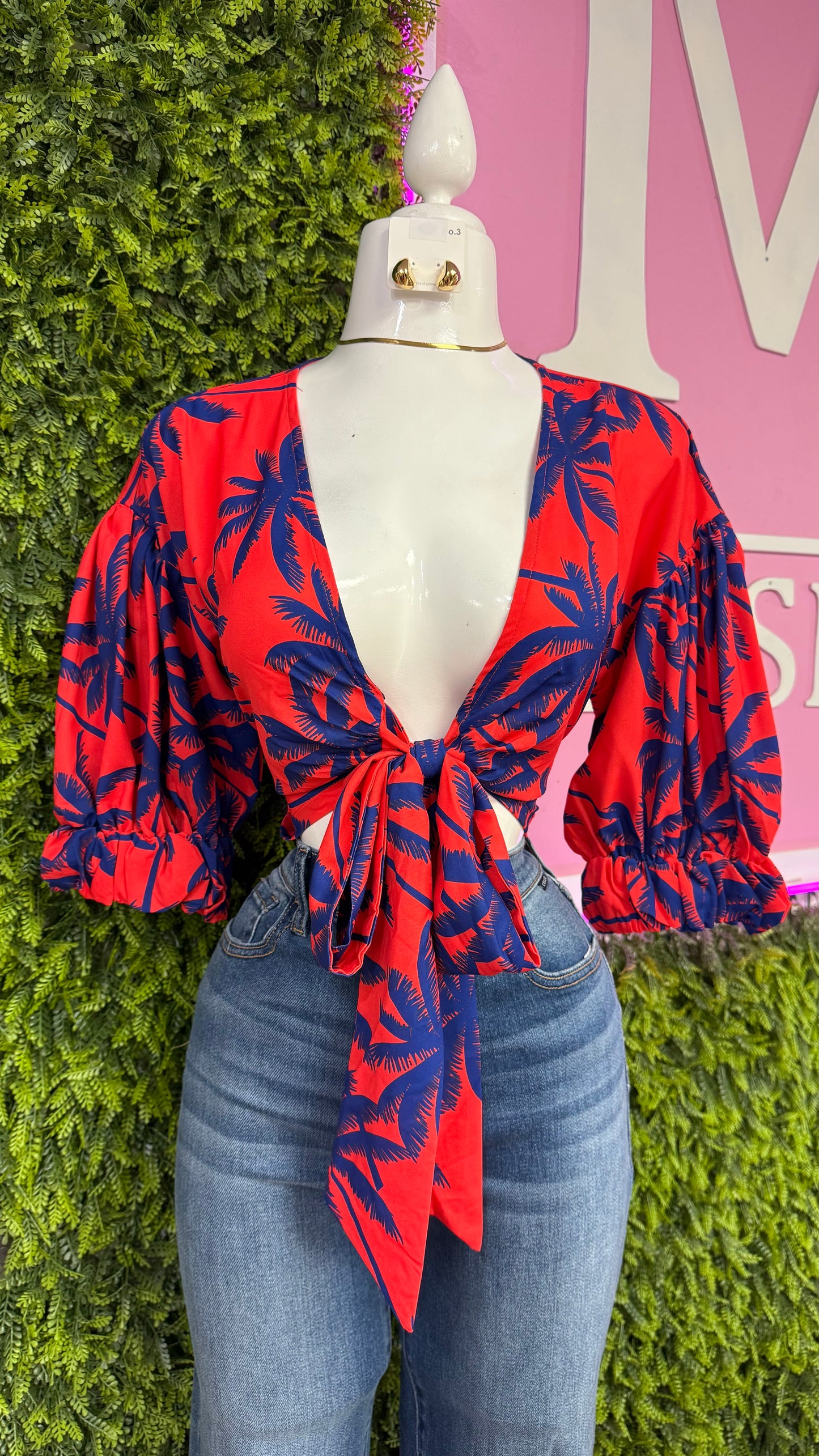 Tropical Front Tie Top