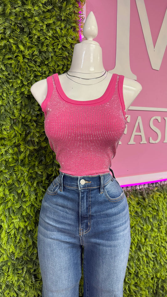 Pink Rhinestone Bodysuit