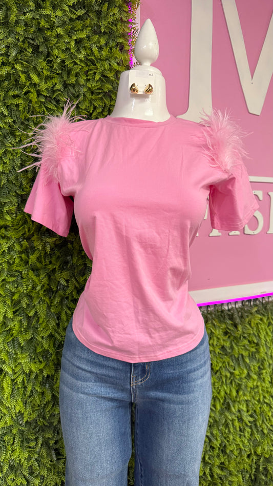 Pink Feather Top