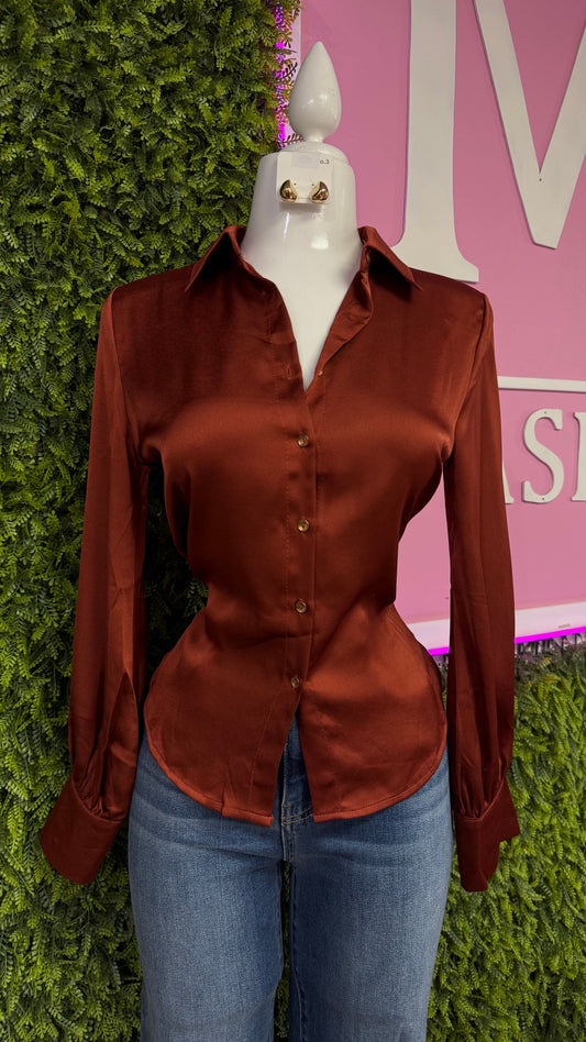 Satin Button Top