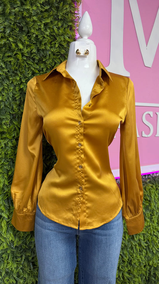Satin Button Top