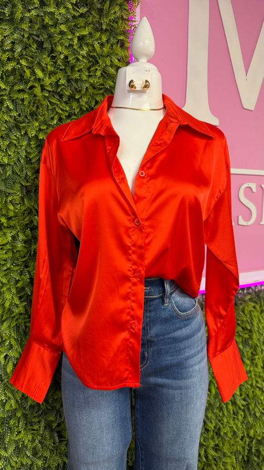 Orange Button Top